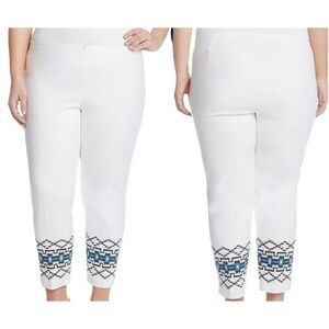 Karen Kane Womens White Tribal Straight Leg Pants Sz 24W Aztec Border NEW